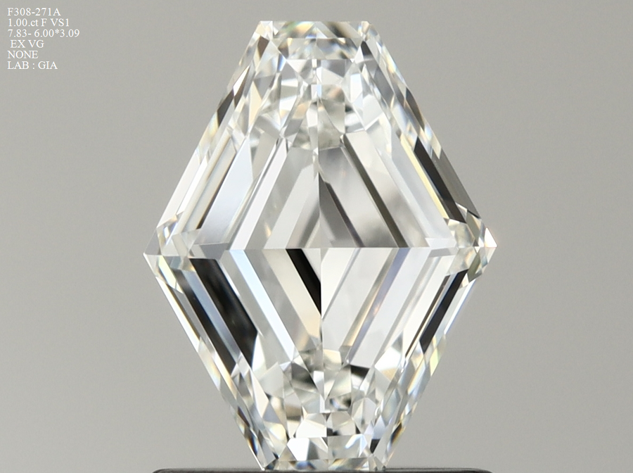 1.00CT LOZENGE CUT F VS1